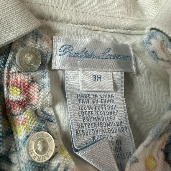 Ralph Lauren Baby Girl 3 Months Bubble Romper Floral Vintage Collar Ruffle - Picture 4 of 4